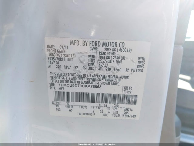 2012 FORD ESCAPE 1FMCU9D73CKA78953 Photo 8