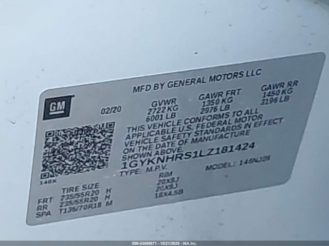 2020 CADILLAC XT5 1GYKNHRS1LZ181424 Photo 8