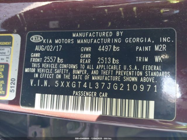 2018 KIA OPTIMA 5XXGT4L37JG210971 Photo 8