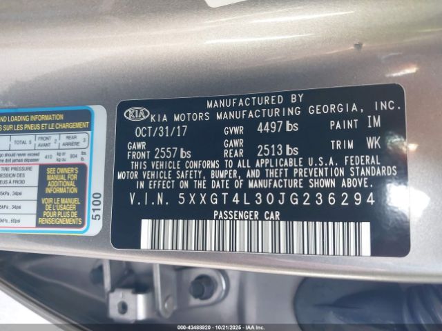 2018 KIA OPTIMA 5XXGT4L30JG236294 Photo 8