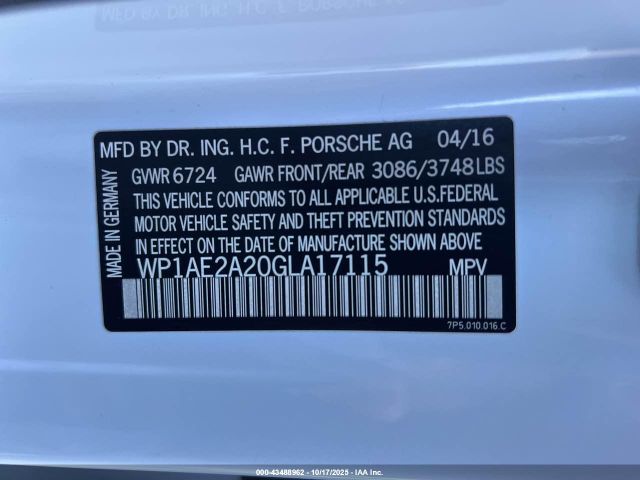 2016 PORSCHE CAYENNE E-HYBRID WP1AE2A20GLA17115 Photo 8