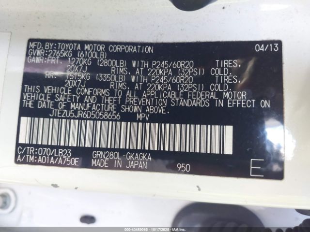 2013 TOYOTA 4RUNNER JTEZU5JR6D5058656 Photo 8