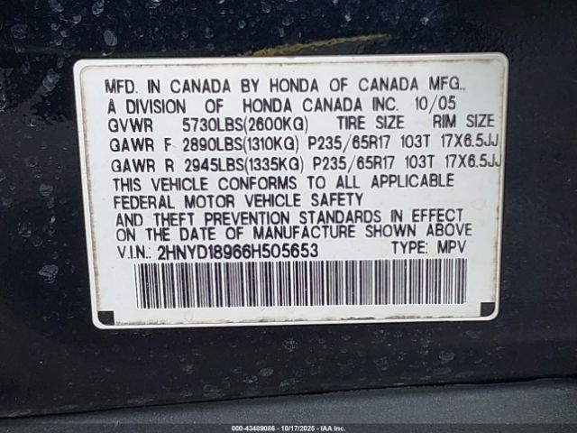2006 ACURA MDX 2HNYD18966H505653 Photo 8