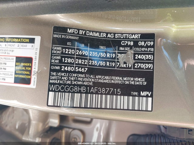 2010 Mercedes-benz Glk 350 4matic მანქანა იყიდება აუქციონზე, vin: WDCGG8HB1AF387715, აუქციონის ნომერი: 43489113