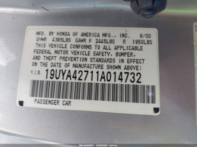 2001 ACURA CL 19UYA42711A014732 Photo 8