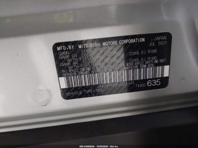 2022 MITSUBISHI OUTLANDER JA4J4TA89NZ028343 Photo 8