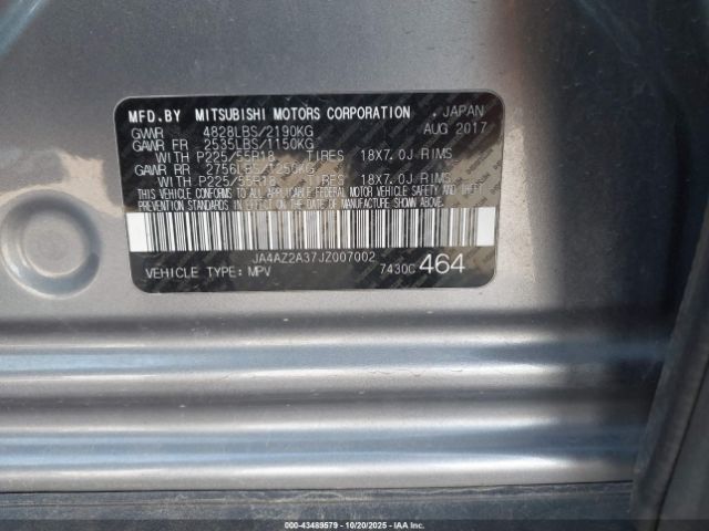 2018 MITSUBISHI OUTLANDER JA4AZ2A37JZ007002 Photo 8