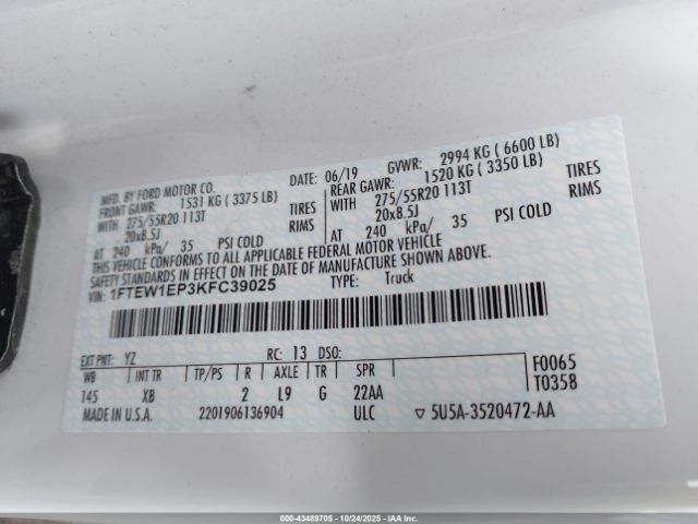 2019 FORD F-150 1FTEW1EP3KFC39025 Photo 8