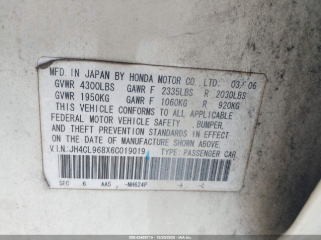 2006 ACURA TSX JH4CL968X6C019019 Photo 8