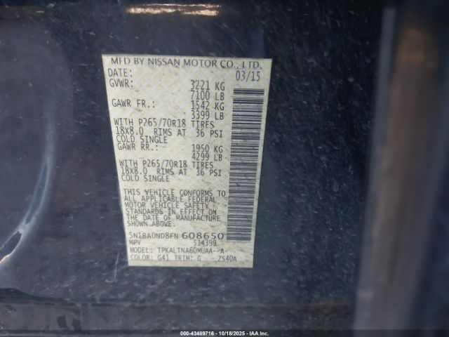 2015 NISSAN ARMADA 5N1BA0ND8FN608650 Photo 8