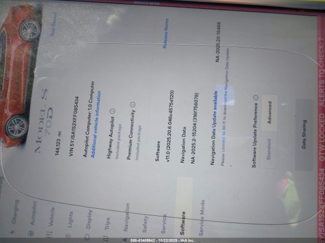 2015 TESLA MODEL S 5YJSA1S2XFF085434 Photo 6