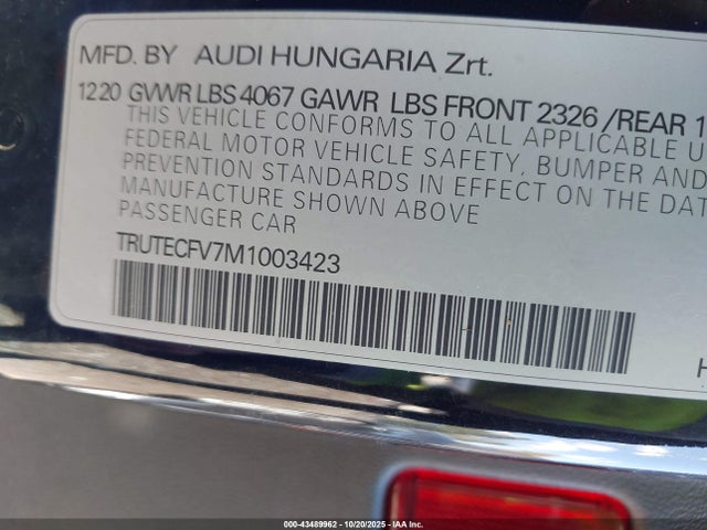 2021 AUDI TT ROADSTER TRUTECFV7M1003423 Photo 8