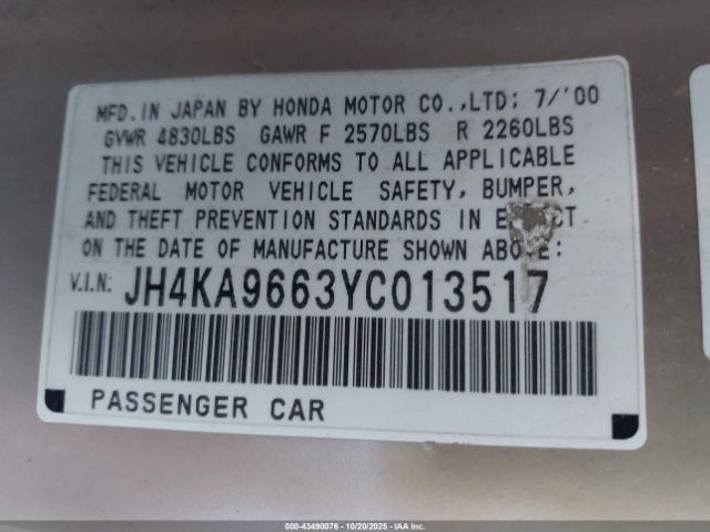 2000 ACURA RL JH4KA9663YC013517 Photo 8
