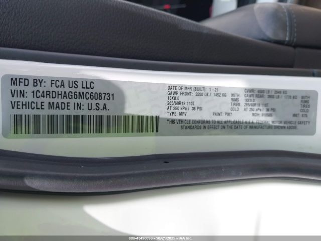 2021 DODGE DURANGO 1C4RDHAG6MC608731 Photo 8