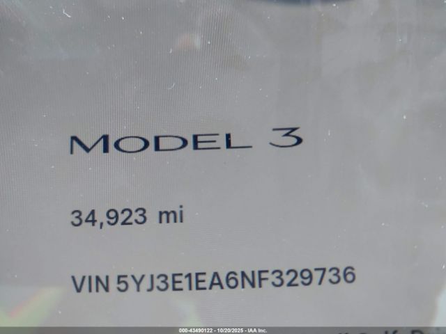 2022 TESLA MODEL 3 5YJ3E1EA6NF329736 Photo 6
