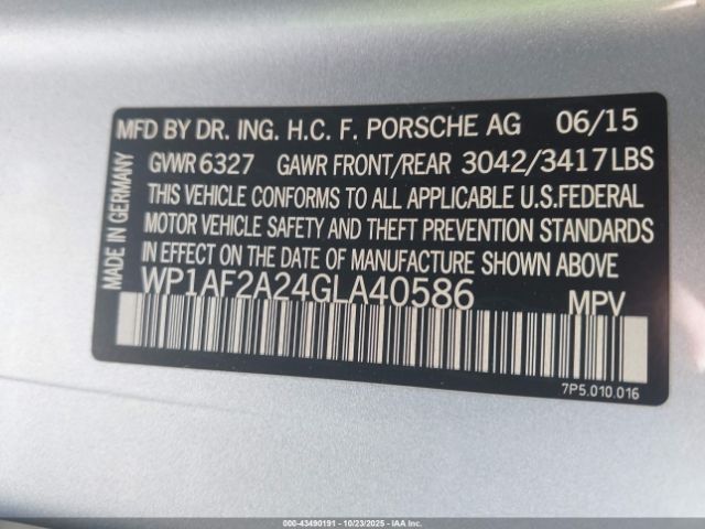 2016 PORSCHE CAYENNE WP1AF2A24GLA40586 Photo 8