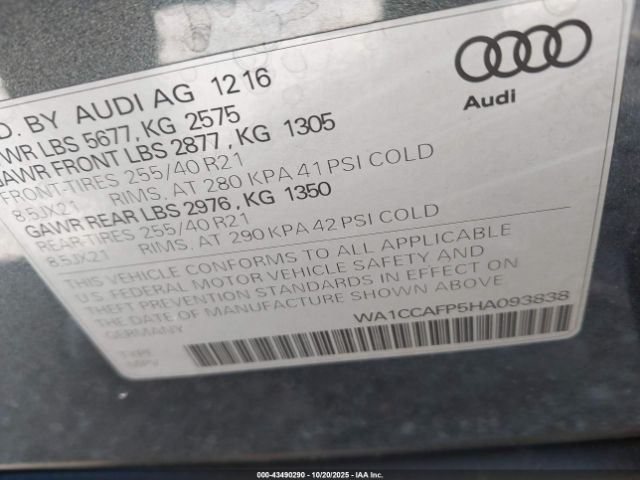 2017 AUDI SQ5 WA1CCAFP5HA093838 Photo 8