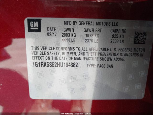 2017 CHEVROLET VOLT 1G1RA6S52HU194382 Photo 8