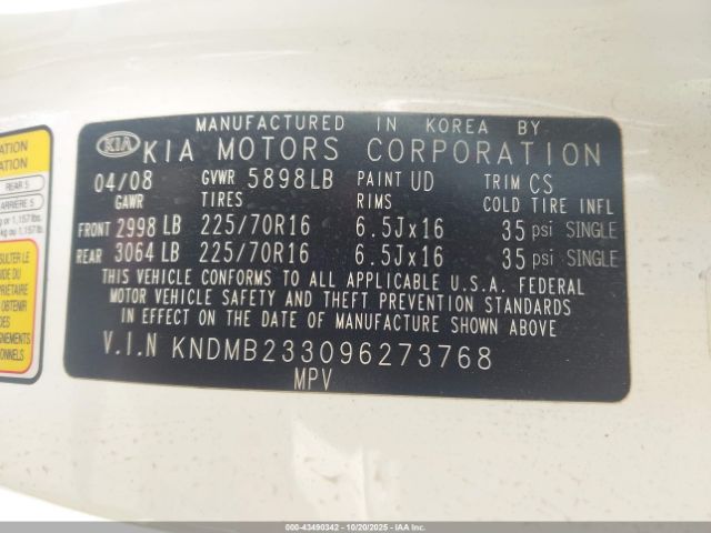 2009 KIA SEDONA KNDMB233096273768 Photo 8