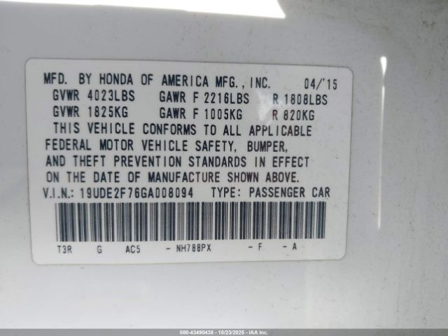 2016 ACURA ILX 19UDE2F76GA008094 Photo 8