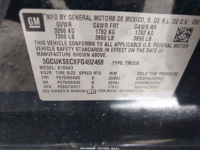 2015 CHEVROLET SILVERADO 1500 3GCUKSECXFG492468 Photo 8