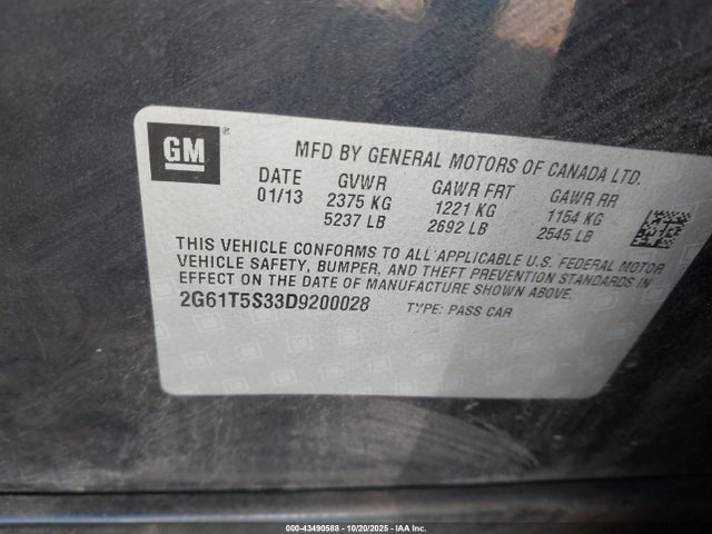 2013 CADILLAC XTS 2G61T5S33D9200028 Photo 8