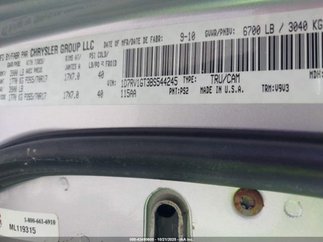 2011 RAM RAM 1500 1D7RV1GT3BS544245 Photo 8