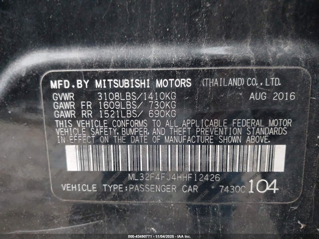 2017 MITSUBISHI MIRAGE G4 ML32F4FJ4HHF12426 Photo 8