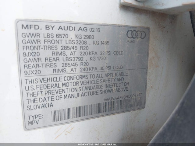 2017 AUDI Q7 WA1VAAF78HD007757 Photo 8