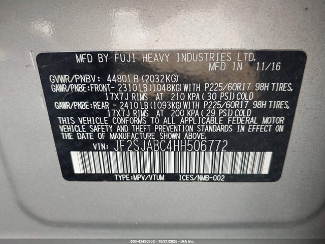 2017 SUBARU FORESTER JF2SJABC4HH506772 Photo 8