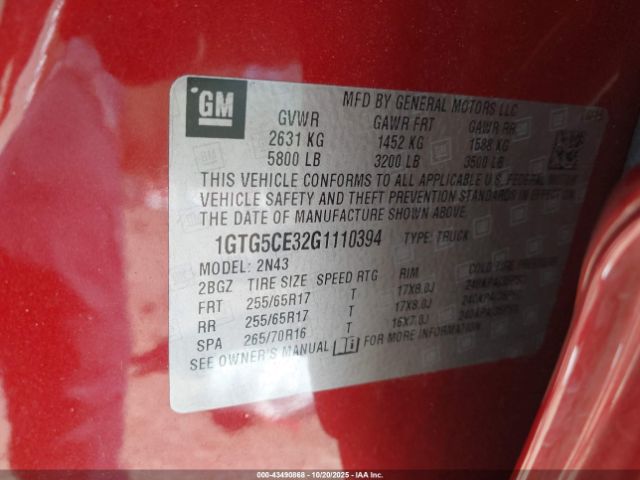 2016 GMC CANYON 1GTG5CE32G1110394 Photo 8