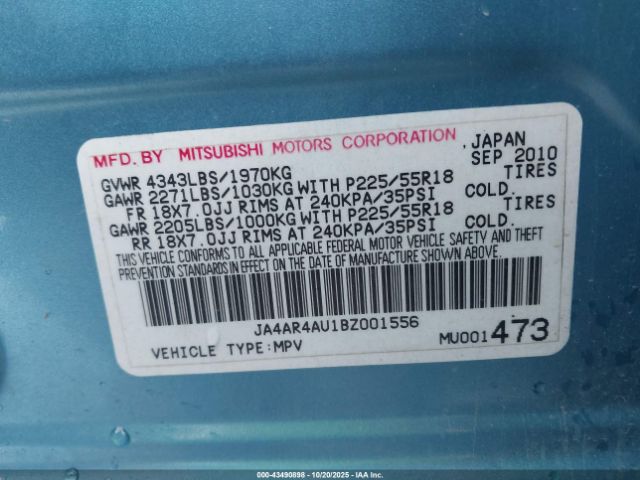 2011 MITSUBISHI OUTLANDER SPORT JA4AR4AU1BZ001556 Photo 8