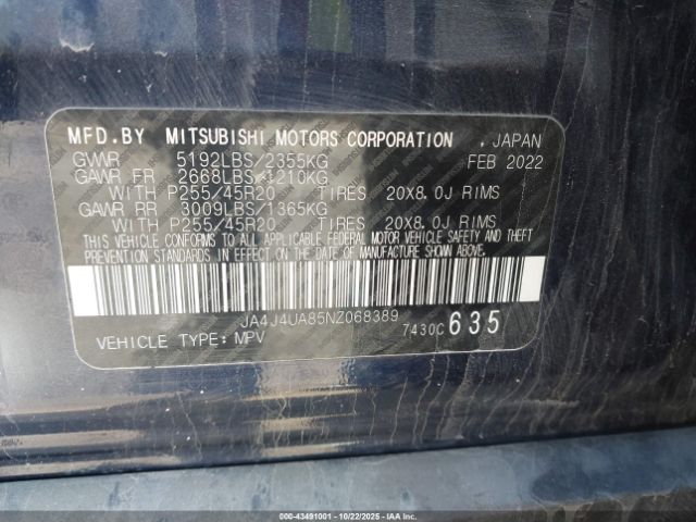 2022 MITSUBISHI OUTLANDER JA4J4UA85NZ068389 Photo 8