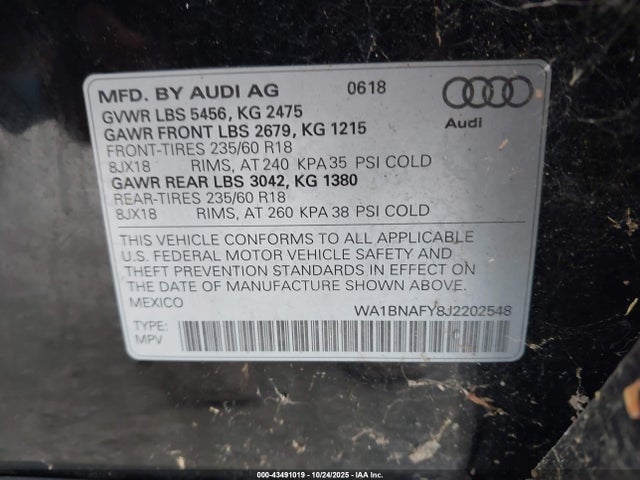 2018 AUDI Q5 WA1BNAFY8J2202548 Photo 8