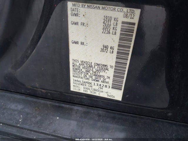 43491030 :رقم المزاد ، 1N4AL3AP0DC134283 vin ، 2013 Nissan Altima 2.5 Sv مزاد بيع