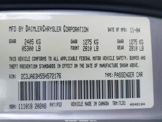 2005 CHRYSLER 300C 2C3JA63H55H572176 Photo 8