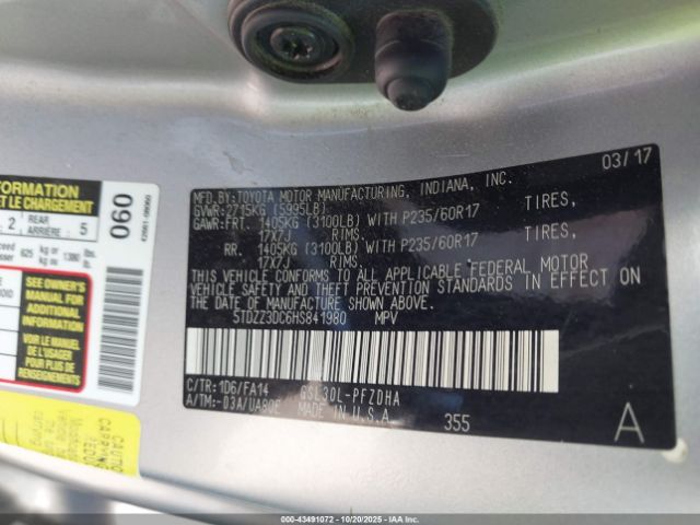 2017 TOYOTA SIENNA 5TDZZ3DC6HS841980 Photo 8