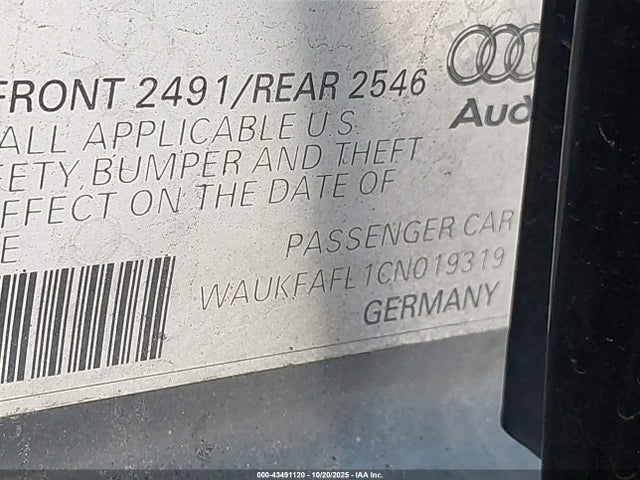 2012 AUDI A4 WAUKFAFL1CN019319 Photo 8