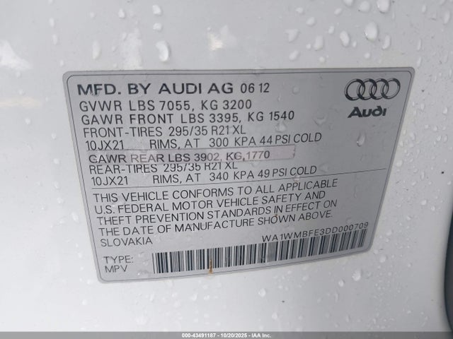 2013 AUDI Q7 WA1WMBFE3DD000709 Photo 8