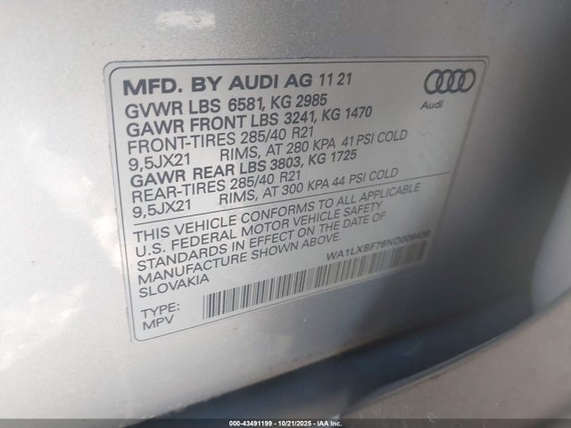 2022 AUDI Q7 WA1LXBF76ND006436 Photo 8