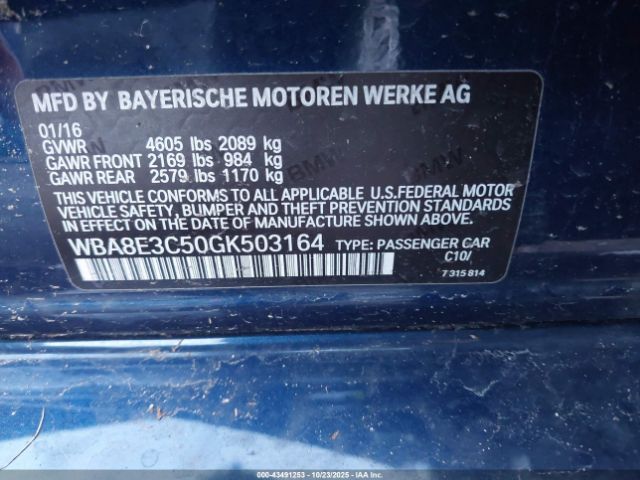 2016 BMW 328I WBA8E3C50GK503164 Photo 8