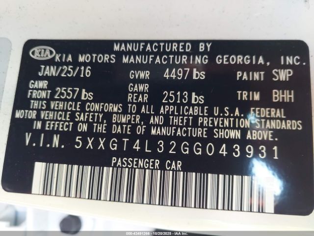 2016 KIA OPTIMA 5XXGT4L32GG043931 Photo 8