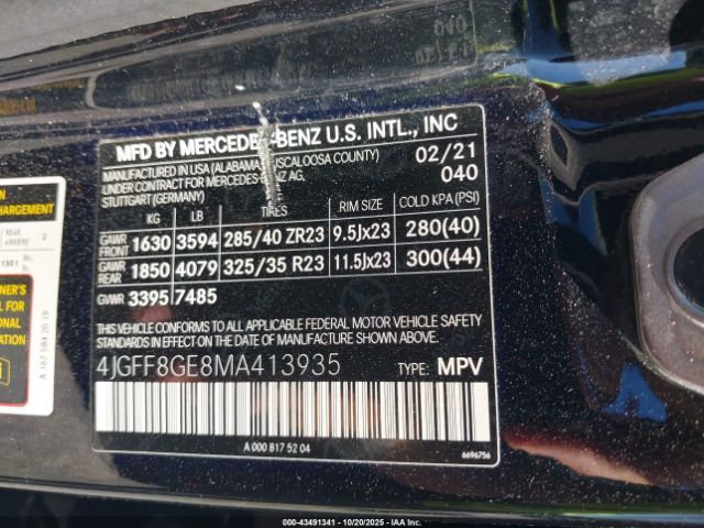 2021 MERCEDES-BENZ GLS 580 4JGFF8GE8MA413935 Photo 8