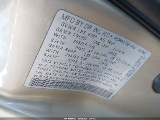 2006 PORSCHE CAYENNE WP1AB29P66LA66228 Photo 8