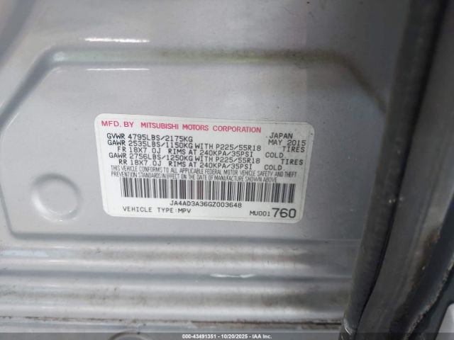 2016 MITSUBISHI OUTLANDER JA4AD3A36GZ003648 Photo 8