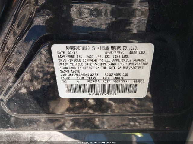 43491397 :رقم المزاد ، JN1CV6AR9DM766583 vin ، 2013 Infiniti G37x مزاد بيع