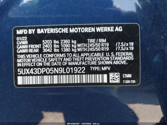 2022 BMW X3 5UX43DP05N9L01922 Photo 8
