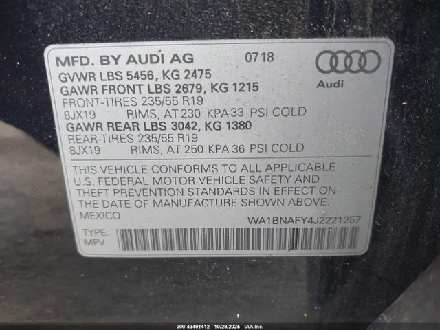 2018 AUDI Q5 WA1BNAFY4J2221257 Photo 8