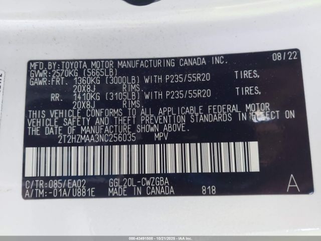 2022 LEXUS RX 350 2T2HZMAA3NC256035 Photo 8