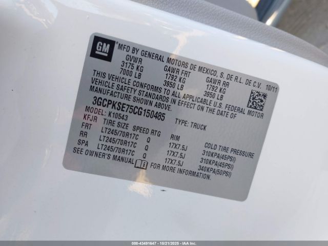 2012 CHEVROLET SILVERADO 1500 3GCPKSE75CG150485 Photo 8